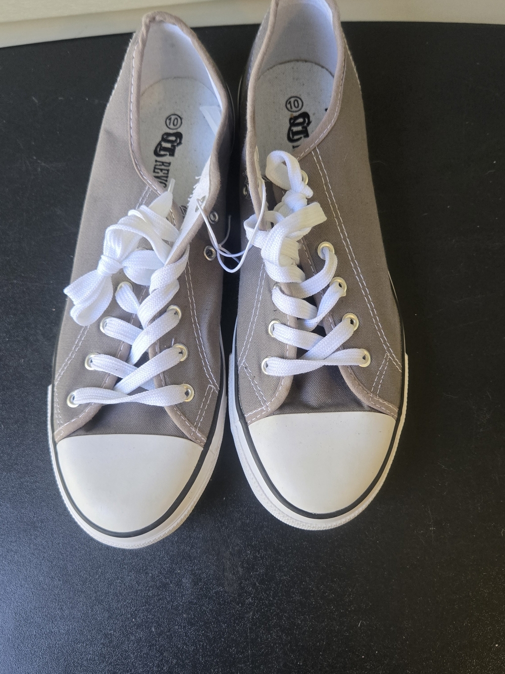Casual Taupe Canvas Lace-Up Sneakers - Women's